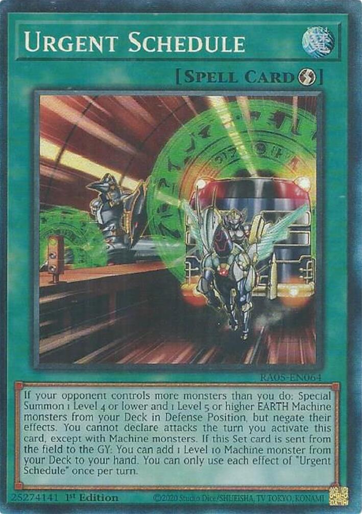 Urgent Schedule (Collector's Rare) [RA05-EN064] Collector's Rare | Exor Games Summserside