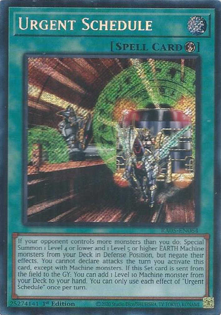 Urgent Schedule (Secret Rare) [RA05-EN064] Secret Rare | Exor Games Summserside