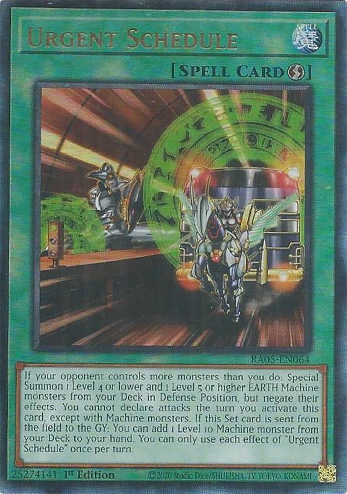 Urgent Schedule (Ultimate Rare) [RA05-EN064] Ultimate Rare | Exor Games Summserside