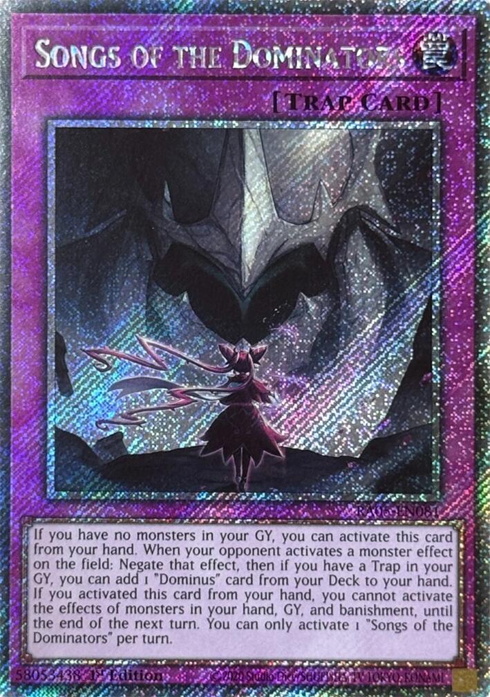 Songs of the Dominators (Platinum Secret Rare) [RA05-EN081] Platinum Secret Rare | Exor Games Summserside