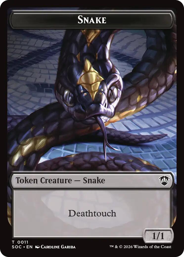 Snake // Zombie Double-Sided Token [Secrets of Strixhaven Commander Tokens] | Exor Games Summserside