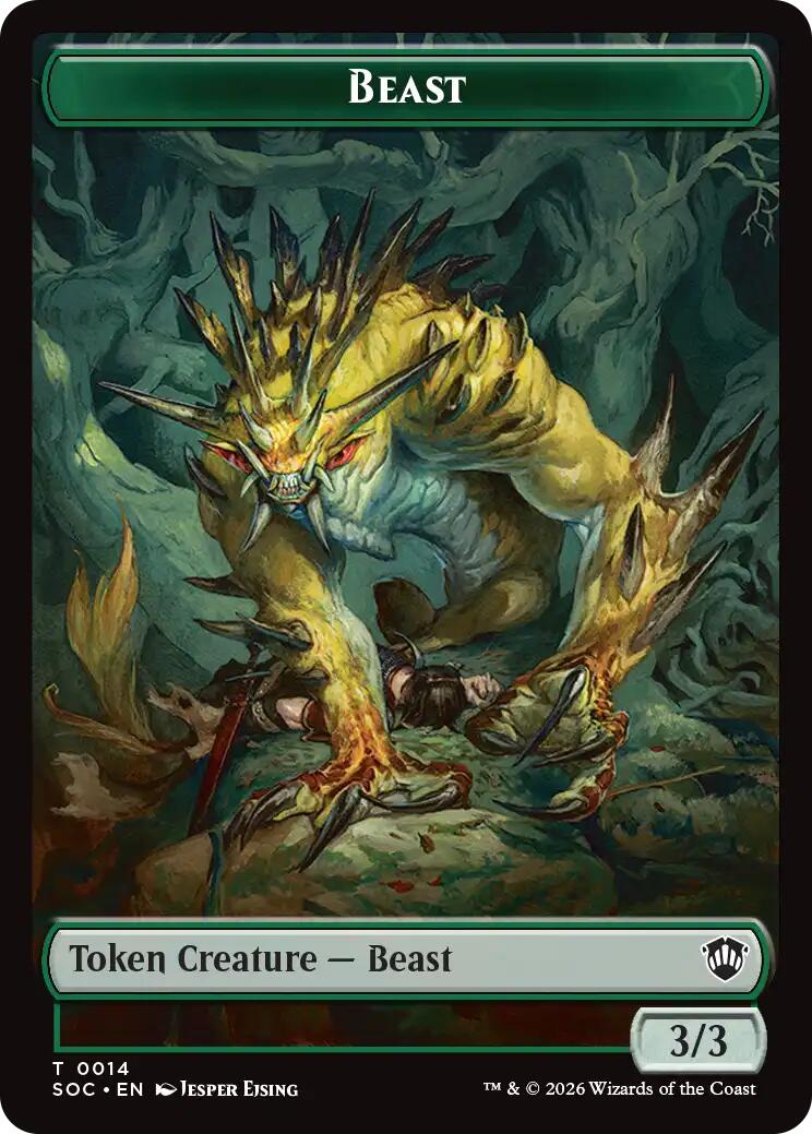 Beast // Fractal (0004) Double-Sided Token [Secrets of Strixhaven Commander Tokens] | Exor Games Summserside