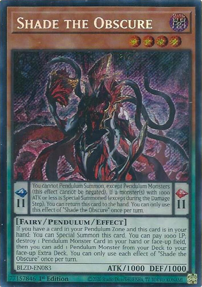Shade the Obscure [BLZD-EN083] Secret Rare | Exor Games Summserside