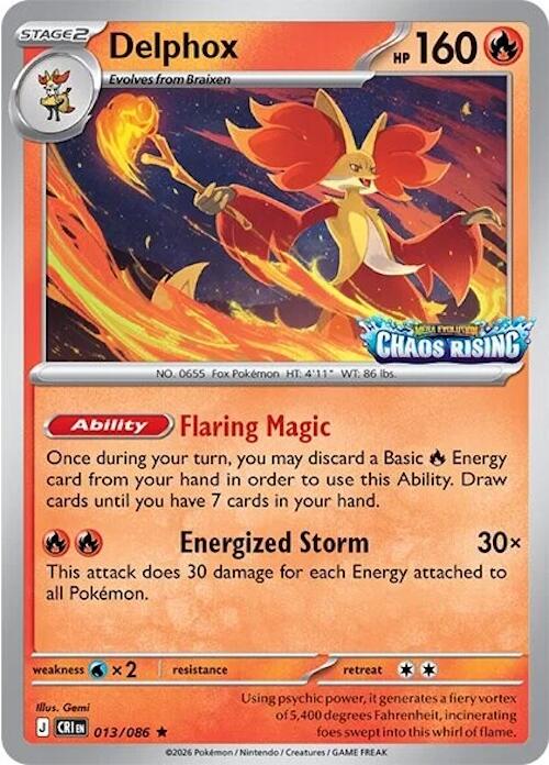 Delphox (013/086) (Chaos Rising Stamped) [Miscellaneous Cards] | Exor Games Summserside