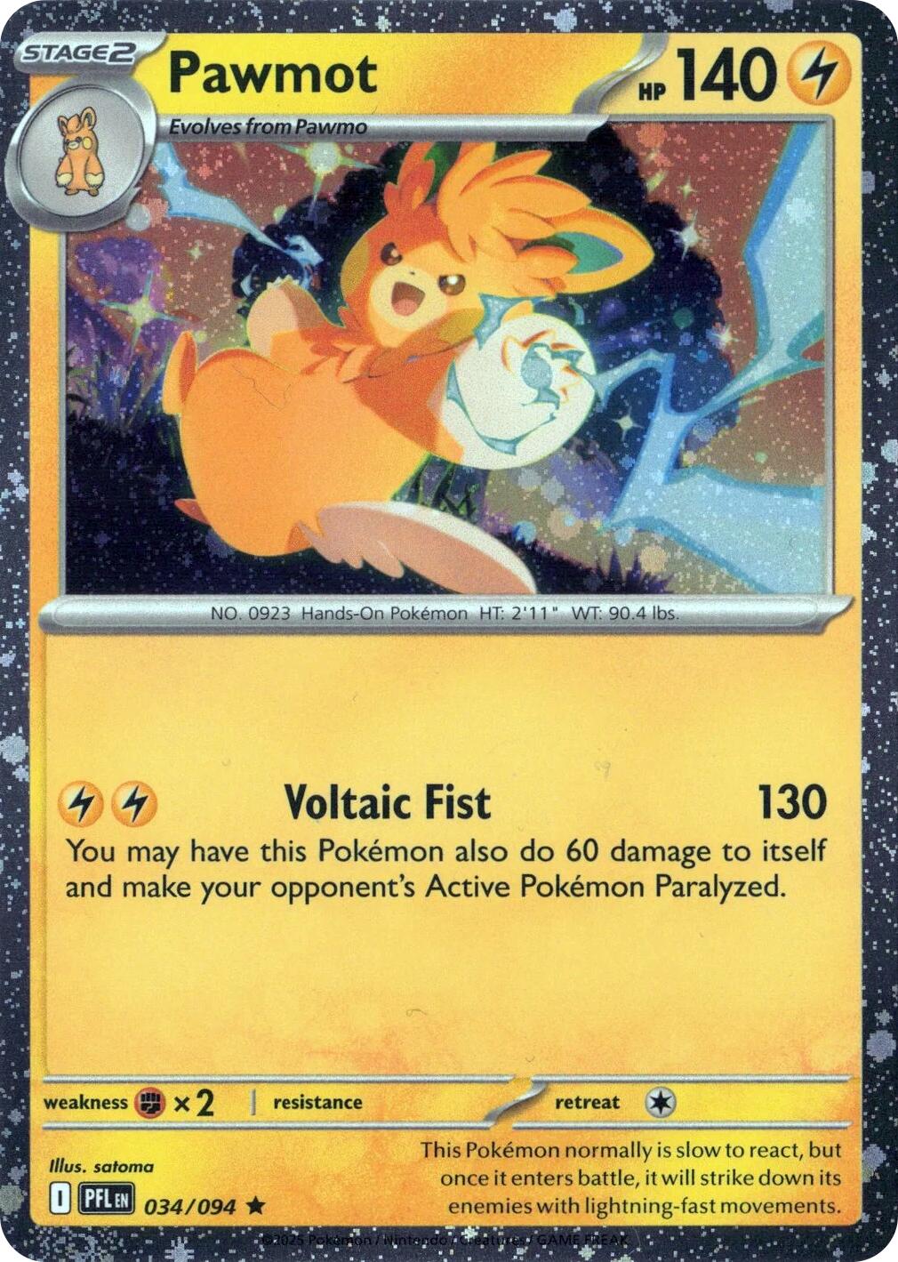 Pawmot (034/094) (Cosmos Holo) [Mega Evolution: Phantasmal Flames] | Exor Games Summserside