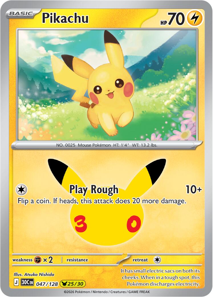 Pikachu (047/128) [Mega Evolution: 30th Celebration] | Exor Games Summserside