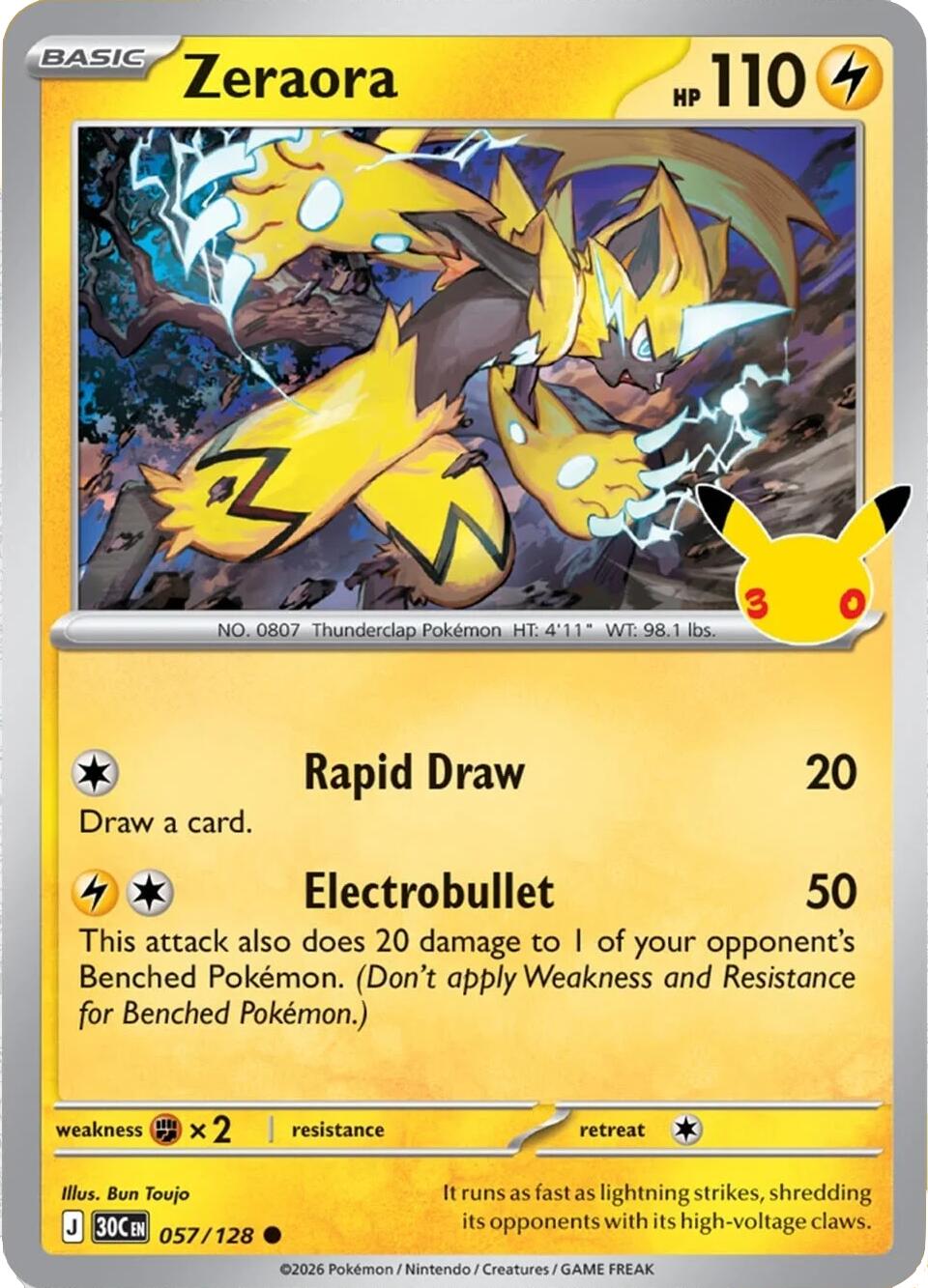 Zeraora (057/128) [Mega Evolution: 30th Celebration] | Exor Games Summserside