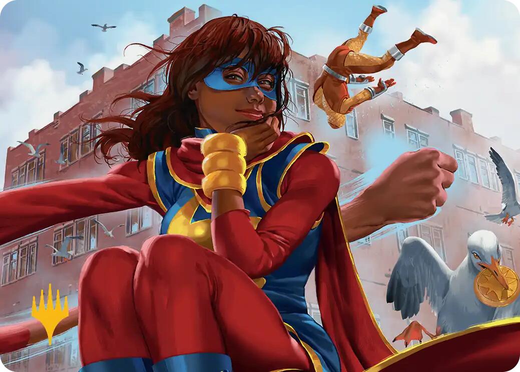 Ms. Marvel, Kamala Khan Art Card (Gold-Stamped Planeswalker Symbol) [Marvel Super Heroes Art Series] | Exor Games Summserside