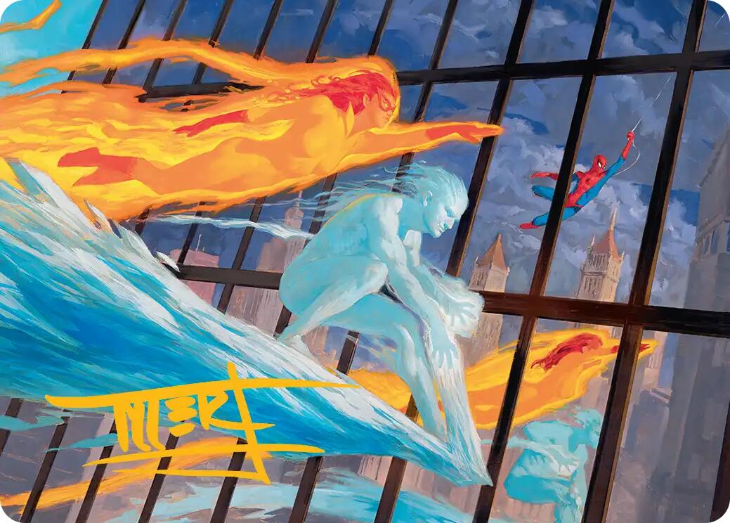 Iceman and Firestar Art Card (Gold-Stamped Signature) [Marvel Super Heroes Art Series] | Exor Games Summserside