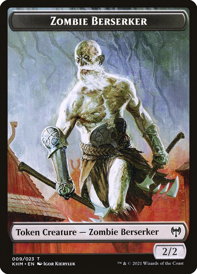 Elf Warrior // Zombie Berserker Double-Sided Token [Kaldheim Tokens] | Exor Games Summserside