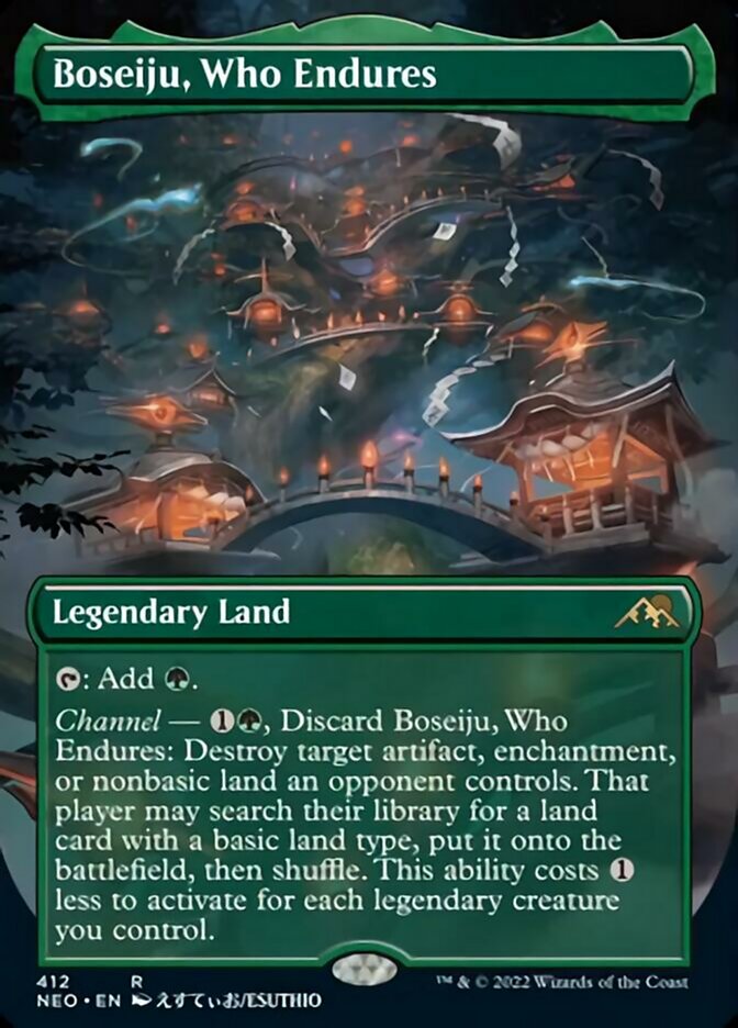 Boseiju, Who Endures (Borderless Alternate Art) [Kamigawa: Neon Dynasty] | Exor Games Summserside