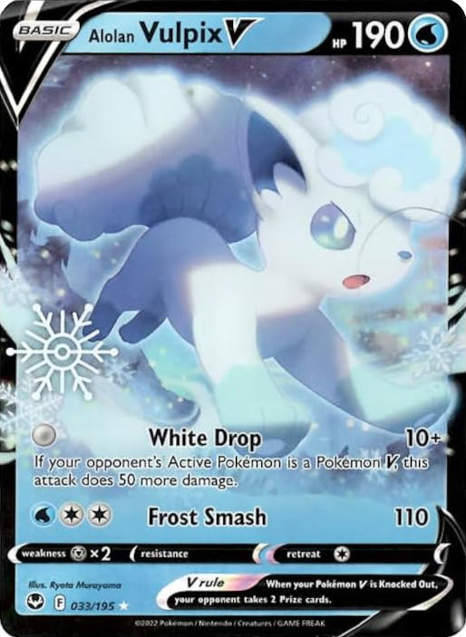 Alolan Vulpix V (033/195) (Holiday Calendar) [Sword & Shield: Silver Tempest] | Exor Games Summserside