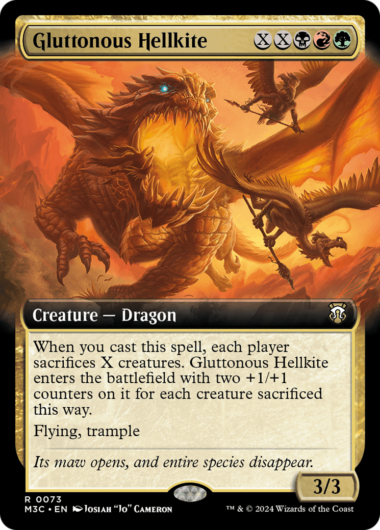 Gluttonous Hellkite (Extended Art) (Ripple Foil) [Modern Horizons 3 Commander] | Exor Games Summserside