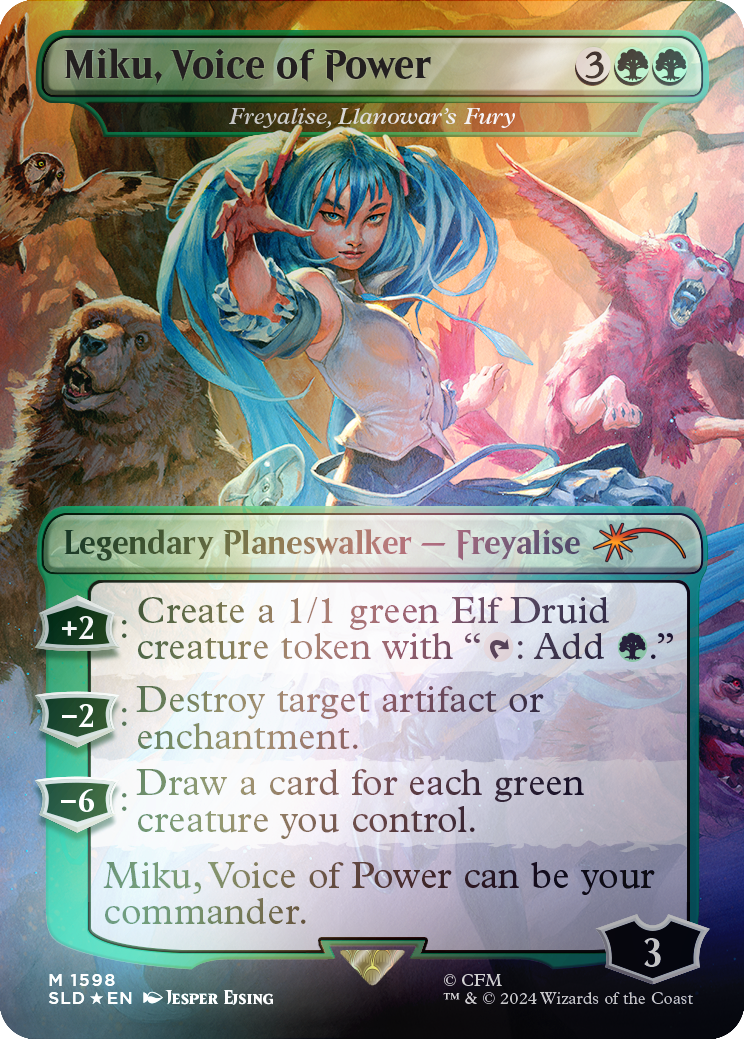 Miku, Voice of Power - Freyalise, Llanowar's Fury (Rainbow Foil) [Secret Lair Drop Series] | Exor Games Summserside