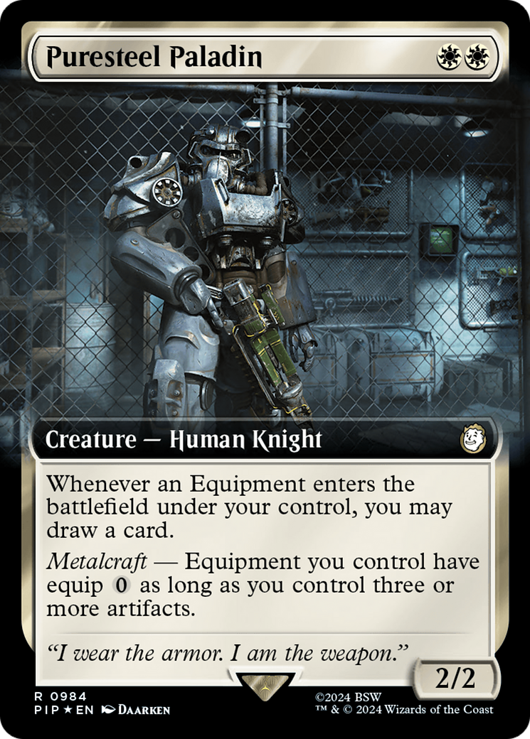 Puresteel Paladin (Extended Art) (Surge Foil) [Fallout] | Exor Games Summserside