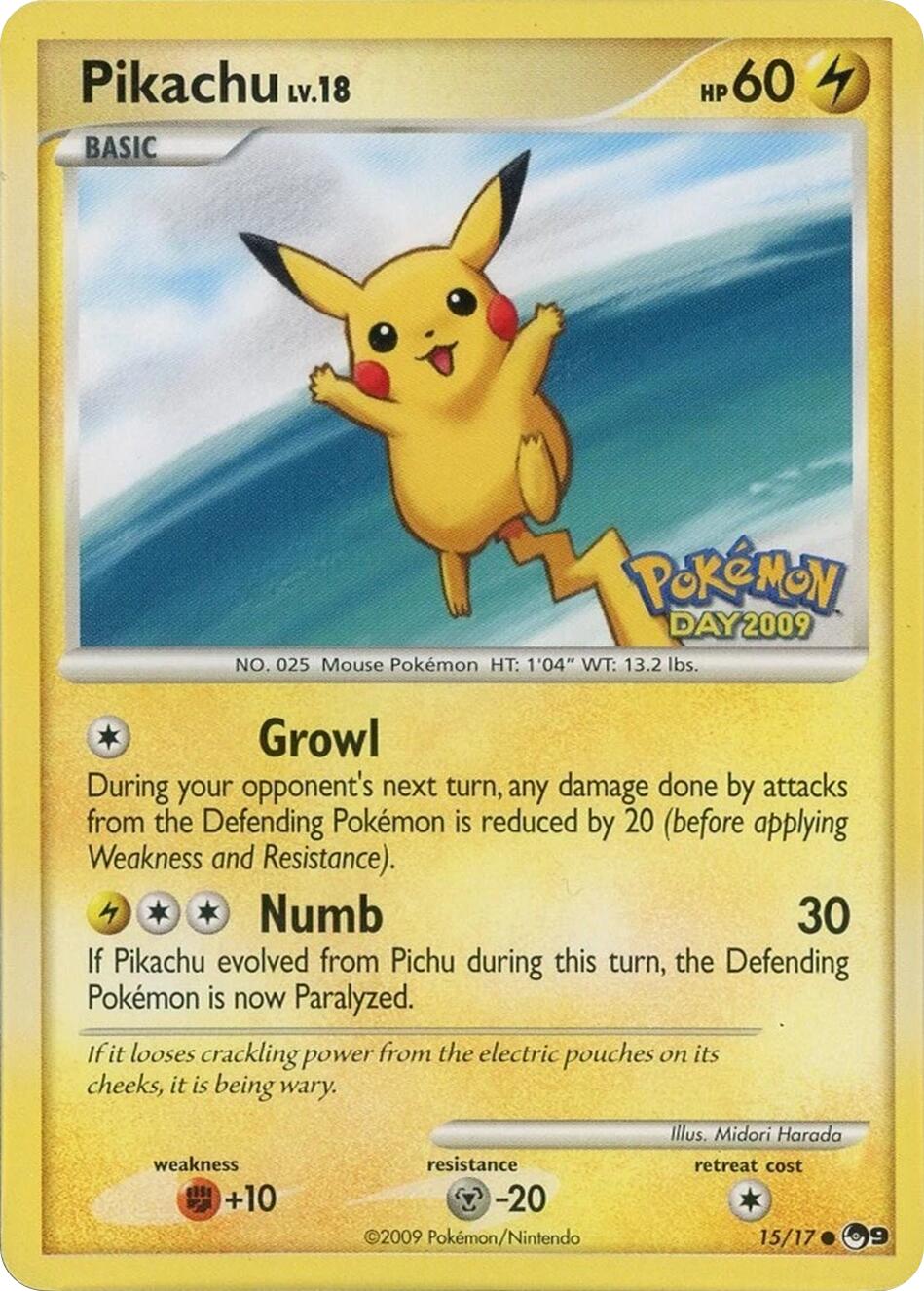 Pikachu (015/017) (Pokemon Day 2009) [POP Series 9] | Exor Games Summserside