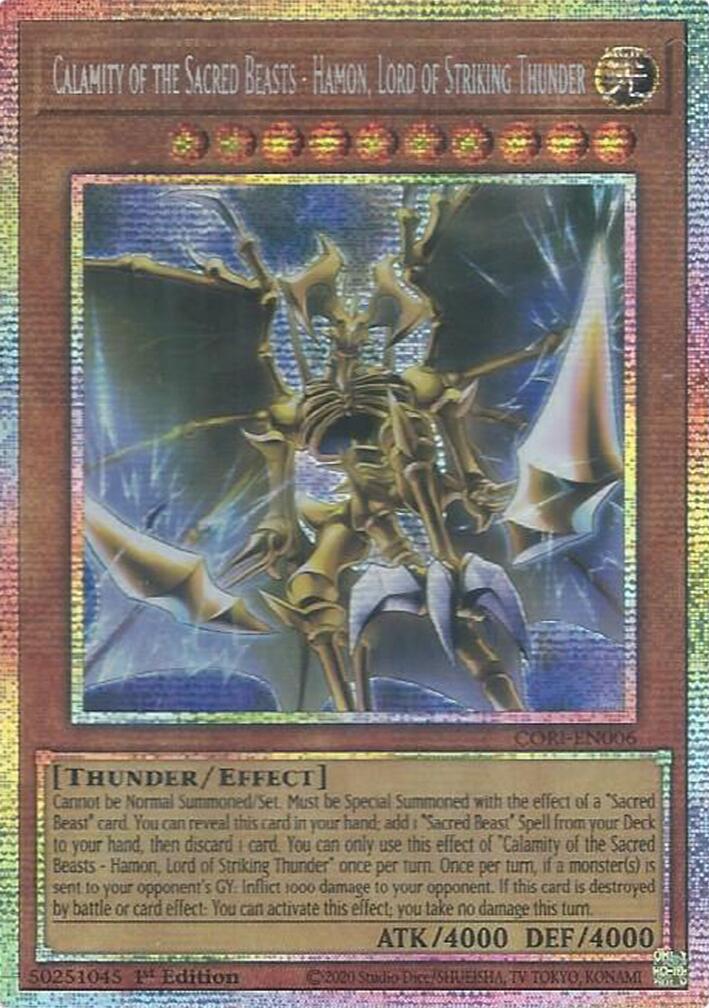 Calamity of the Sacred Beasts - Hamon, Lord of Striking Thunder (Starlight Rare) [CORI-EN006] Starlight Rare | Exor Games Summserside