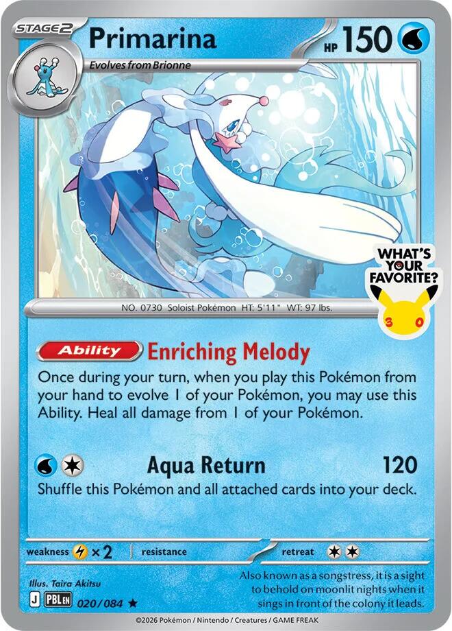 Primarina (020/084) (What's Your Favorite Stamp) [Mega Evolution: Pitch Black] | Exor Games Summserside