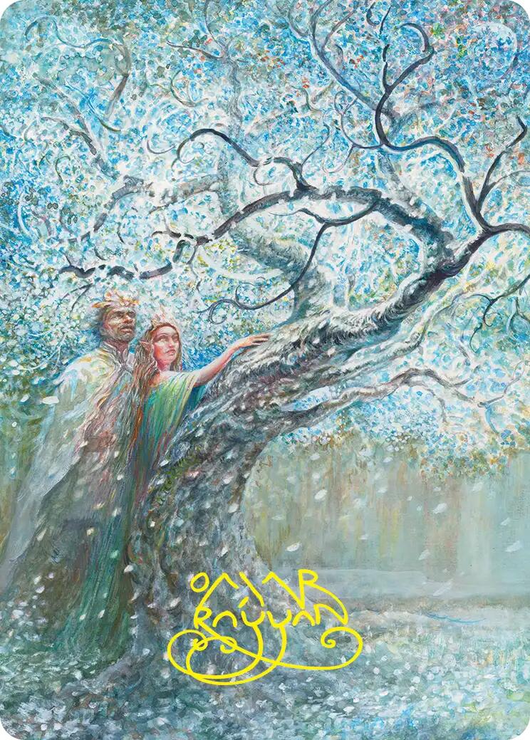Flowering of the White Tree Art Card (Gold-Stamped Signature) [The Hobbit Art Series] | Exor Games Summserside