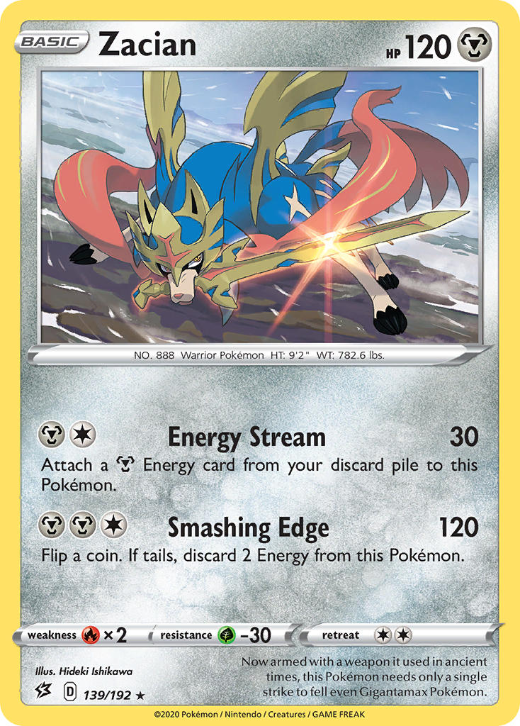 Zacian (139/192) (Cracked Ice Holo) (Theme Deck Exclusives) [Sword & Shield: Rebel Clash] | Exor Games Summserside