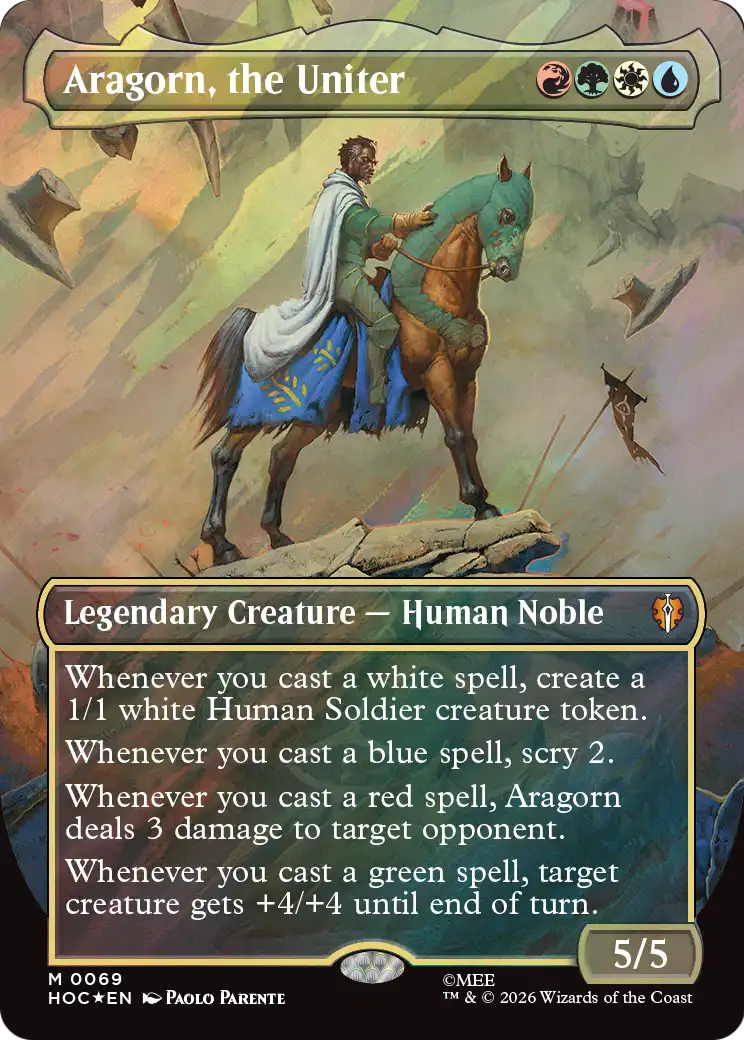 Aragorn, the Uniter (Borderless) (Surge Foil) [The Hobbit: Eternal-Legal] | Exor Games Summserside