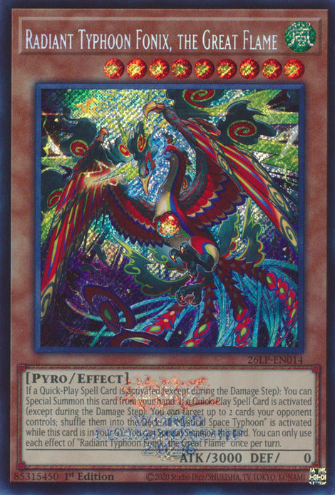 Radiant Typhoon Fonix, the Great Flame (Emblazoned Secret Rare) [26LP-EN014] Secret Rare | Exor Games Summserside