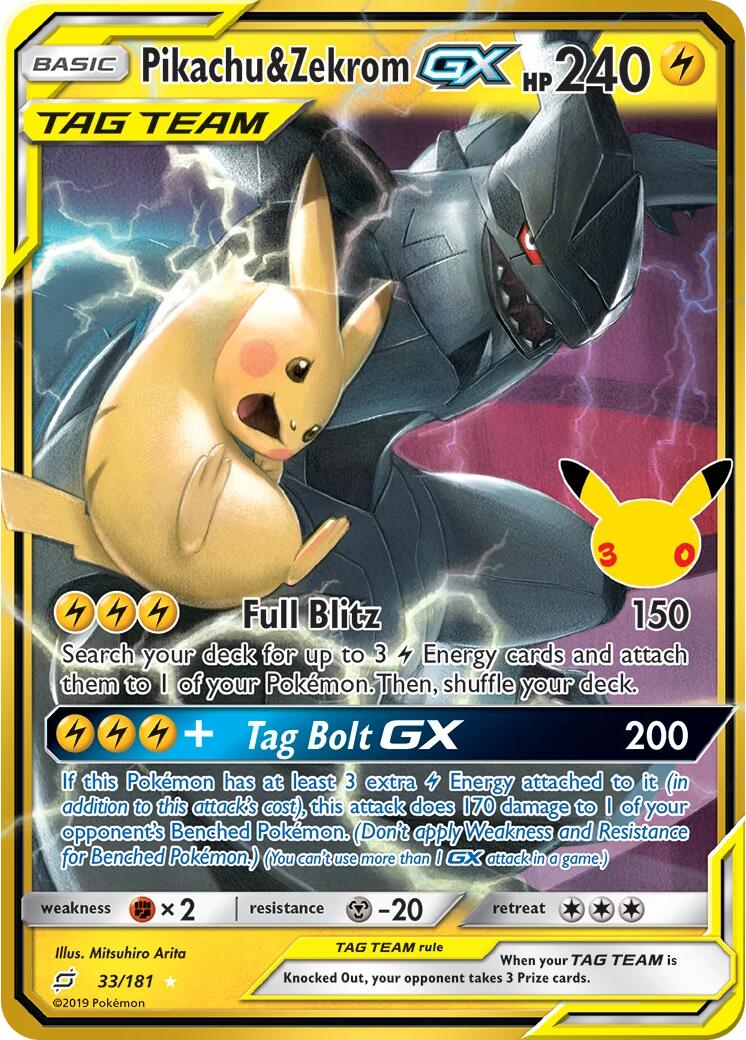 Pikachu & Zekrom GX (33/181) [Mega Evolution: 30th Celebration] | Exor Games Summserside