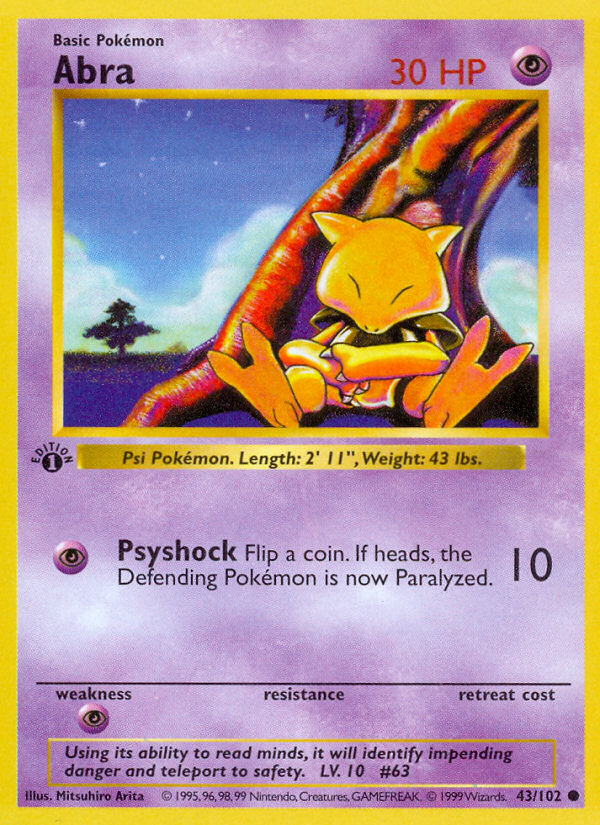 Abra (43/102) (Shadowless) [Base Set 1st Edition] | Exor Games Summserside