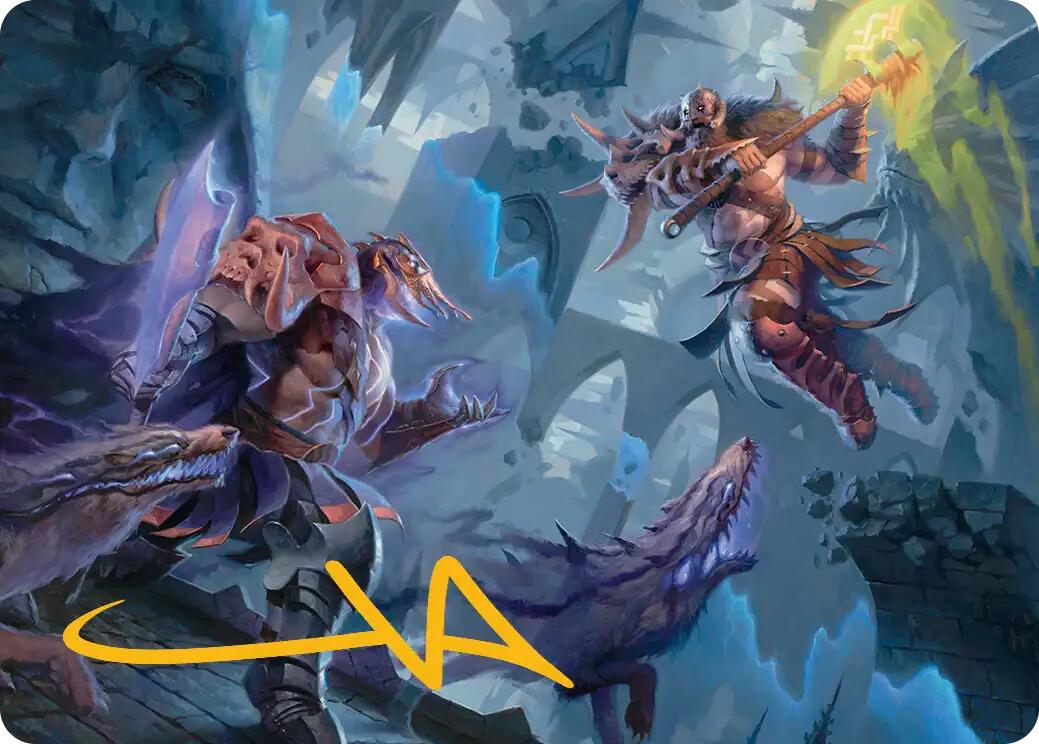Garruk, Veiled Butcher // Garruk, Curse Breaker Art Card (Gold-Stamped Signature) [Reality Fracture Art Series] | Exor Games Summserside