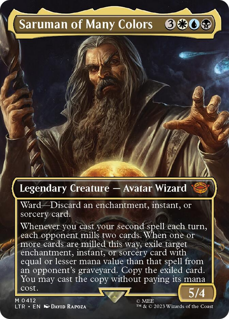 Saruman of Many Colors (Borderless Alternate Art) [The Lord of the Rings: Tales of Middle-Earth] | Exor Games Summserside