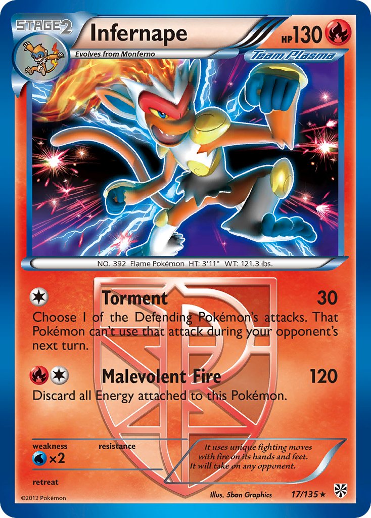 Infernape (17/135) (Theme Deck Exclusive) [Black & White: Plasma Storm] | Exor Games Summserside