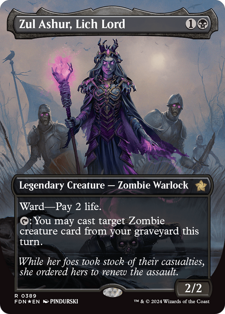 Zul Ashur, Lich Lord (Borderless) (Mana Foil) [Foundations] | Exor Games Summserside