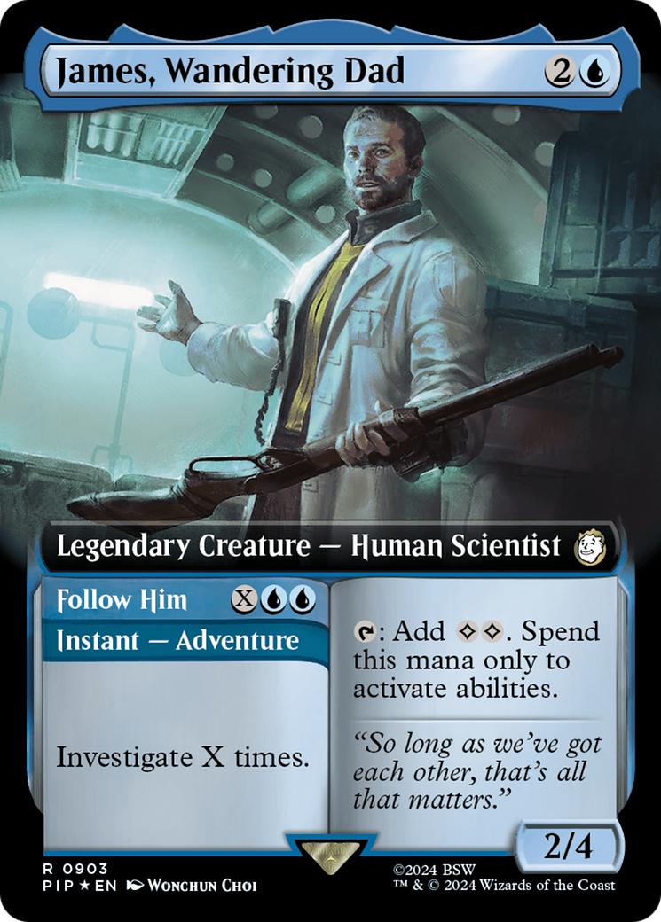 James, Wandering Dad // Follow Him (Extended Art) (Surge Foil) [Fallout] | Exor Games Summserside