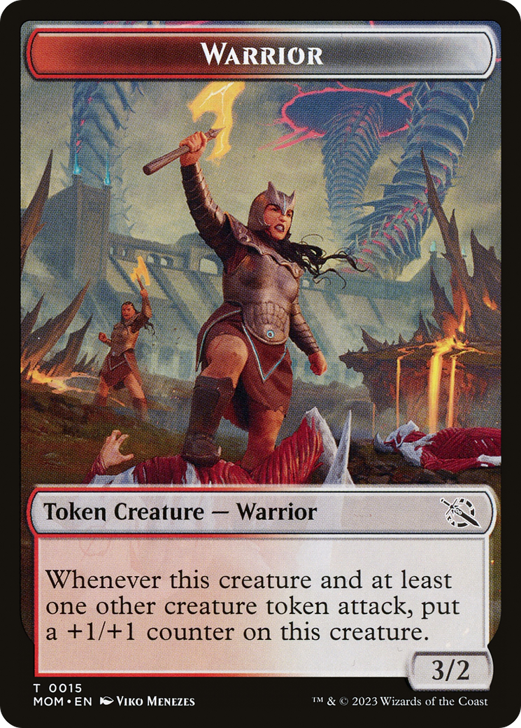 Warrior // Wrenn and Realmbreaker Emblem Double-Sided Token [March of the Machine Tokens] | Exor Games Summserside