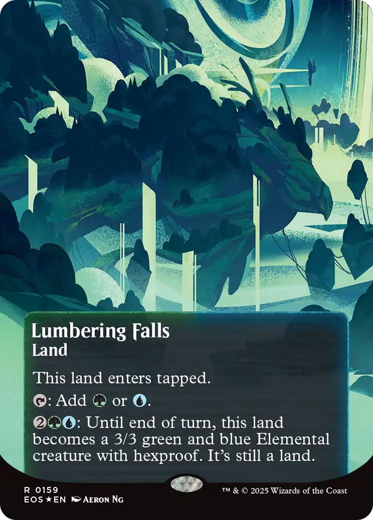 Lumbering Falls (0159) (Borderless) (Galaxy Foil) [Edge of Eternities: Stellar Sights] | Exor Games Summserside