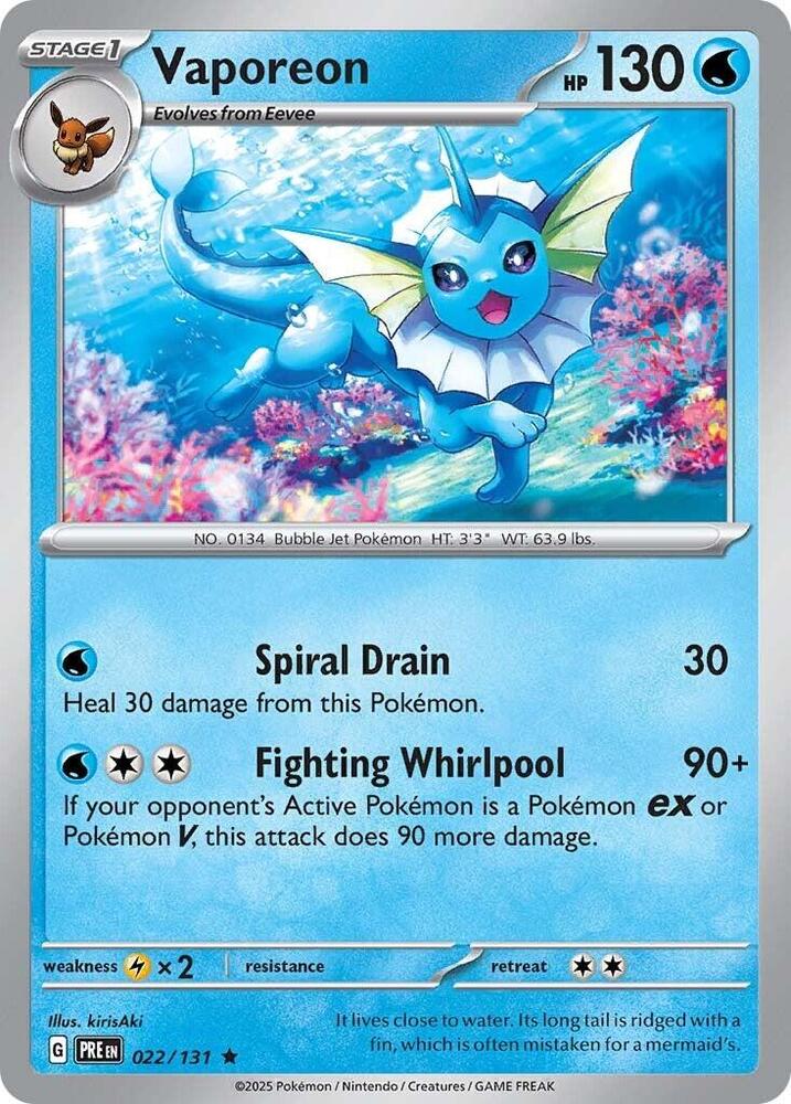 Vaporeon (022/131) [Scarlet & Violet: Prismatic Evolutions] | Exor Games Summserside