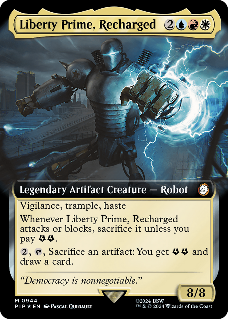 Liberty Prime, Recharged (Extended Art) (Surge Foil) [Fallout] | Exor Games Summserside