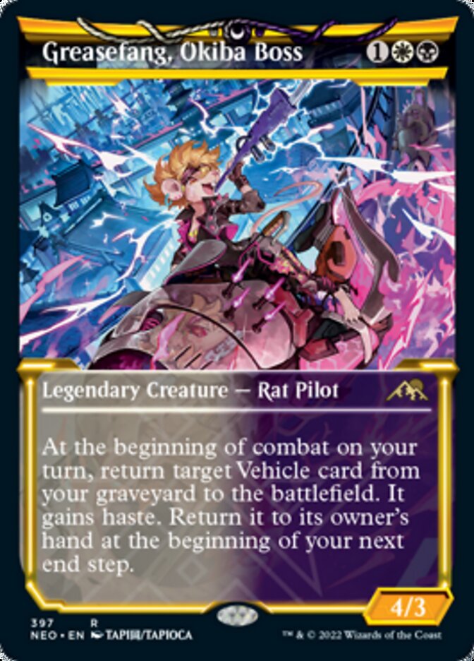 Greasefang, Okiba Boss (Showcase Soft Glow) [Kamigawa: Neon Dynasty] | Exor Games Summserside
