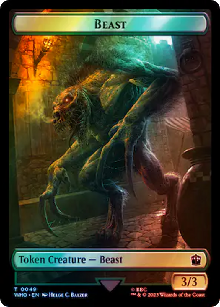 Alien Rhino // Beast Double-Sided Token (Surge Foil) [Doctor Who Tokens] | Exor Games Summserside