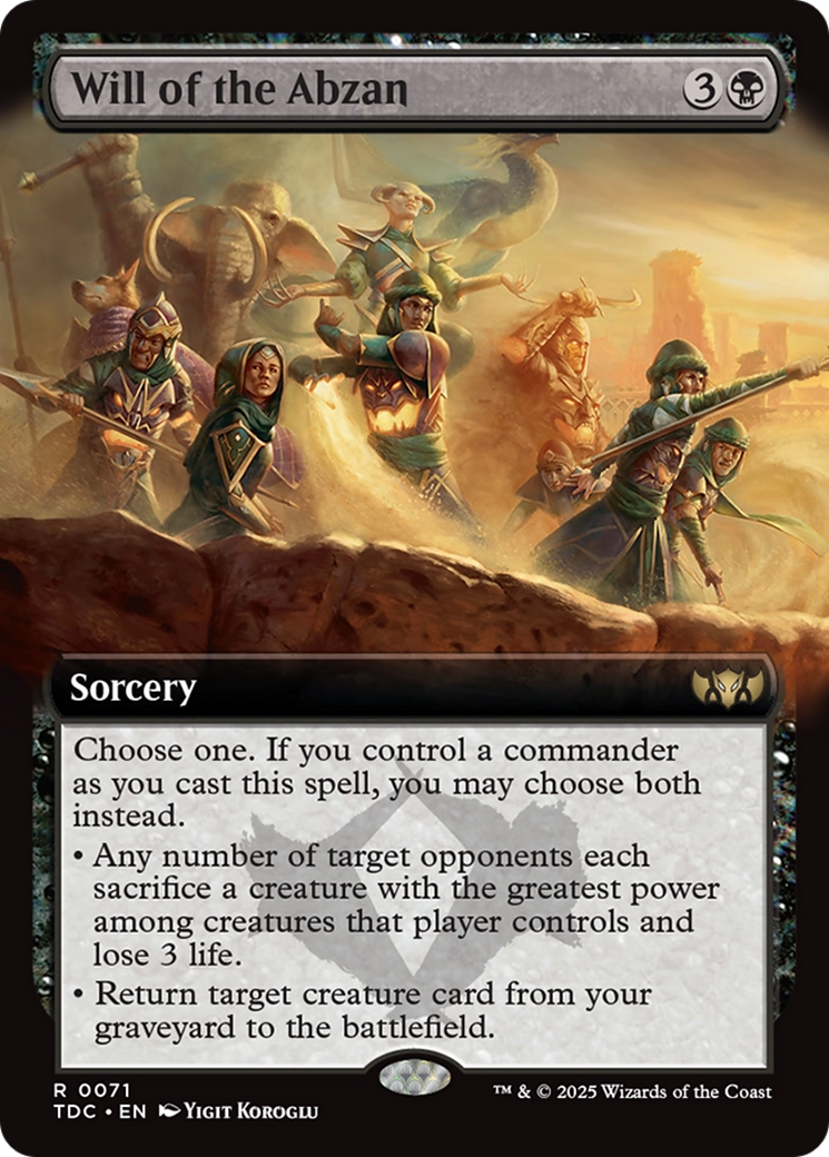 Will of the Abzan (Extended Art) [Tarkir: Dragonstorm Commander] | Exor Games Summserside