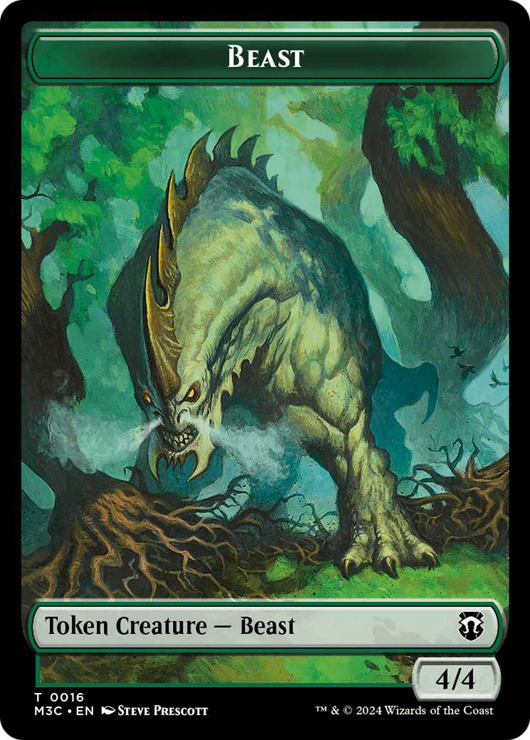 Elephant (Ripple Foil) // Beast (0016) Double-Sided Token [Modern Horizons 3 Commander Tokens] | Exor Games Summserside