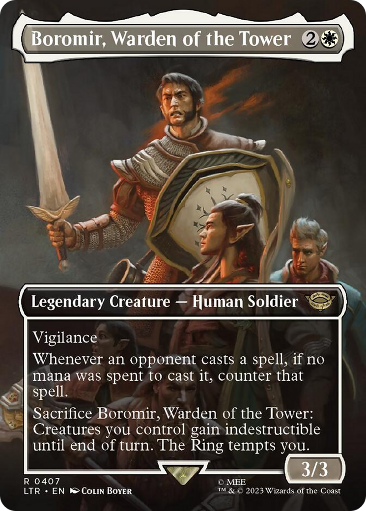 Boromir, Warden of the Tower (Borderless Alternate Art) [The Lord of the Rings: Tales of Middle-Earth] | Exor Games Summserside