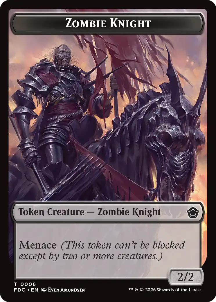 Zombie // Zombie Knight Double-Sided Token [Foundations Commander Tokens] | Exor Games Summserside