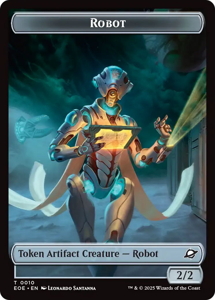 Robot // Emblem - Tezzeret, Cruel Captain Double-Sided Token [Edge of Eternities Tokens] | Exor Games Summserside