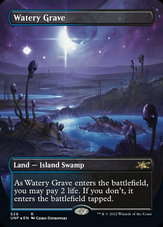 Watery Grave (Borderless) (Galaxy Foil) [Unfinity] | Exor Games Summserside