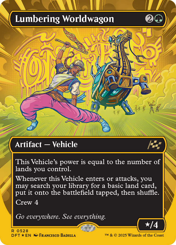 Lumbering Worldwagon (Borderless) (First-Place Foil) [Aetherdrift] | Exor Games Summserside