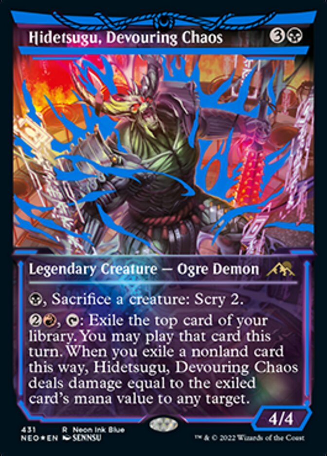 Hidetsugu, Devouring Chaos (Neon Ink Blue) [Kamigawa: Neon Dynasty] | Exor Games Summserside
