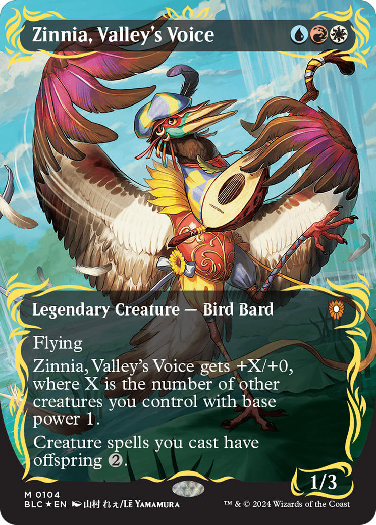 Zinnia, Valley's Voice (Borderless) (Raised Foil) [Bloomburrow Commander] | Exor Games Summserside