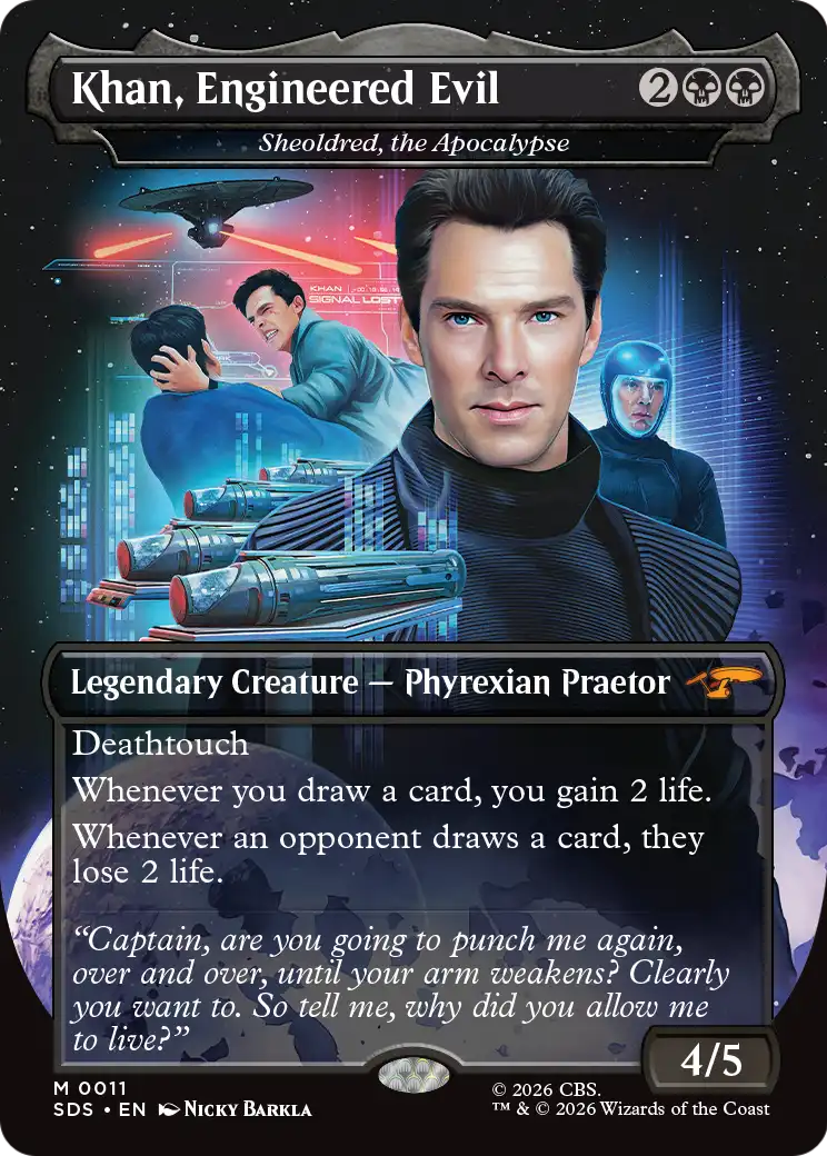Khan, Engineered Evil - Sheoldred, the Apocalypse (Borderless) [Star Trek: Stardates] | Exor Games Summserside