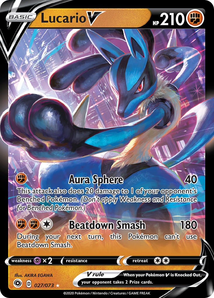 Lucario V (027/073) (Intro Deck) [Sword & Shield: Champion's Path] | Exor Games Summserside